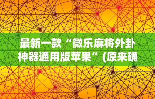 最新一款“微乐麻将外卦神器通用版苹果”(原来确实是有插件)