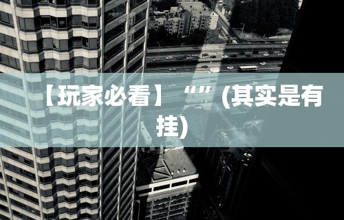 【玩家必看】“	”(其实是有挂)